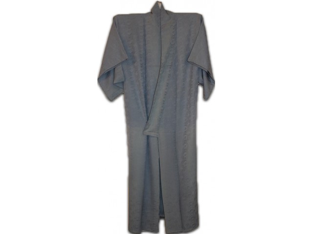 Japansk kimono, ren silke, grå-blå